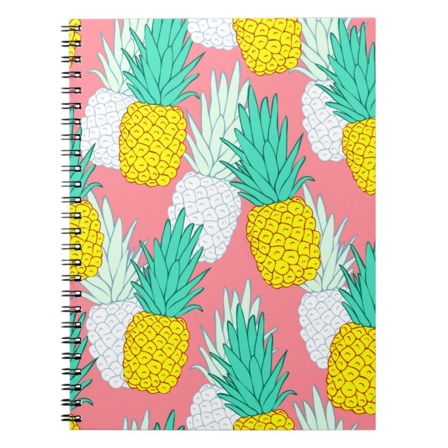 Carnet Motif sans couture tropicale aux ananas exotiques. (Devant)