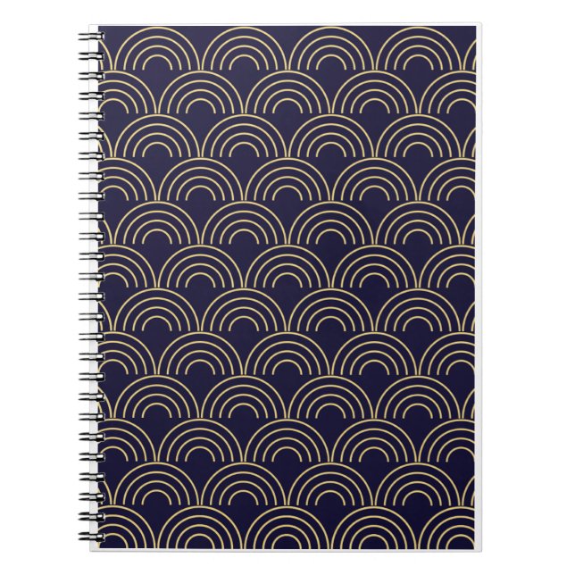Carnet Motif sans fin d'éventails dorés Art Déco (Devant)