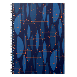 Carnet Motif sans joint atomique bleu du milieu du siècle