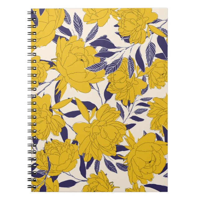 Carnet motif sans soudure à fleurs et à feuilles (Devant)