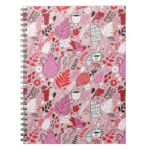Carnet Motif savoureux avec des oiseaux et des fleurs