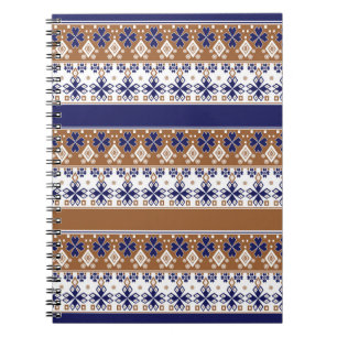 Carnet Motif scandinave rayé brun bleu