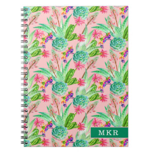 Carnet Motif se développant de Succulents d'aquarelle