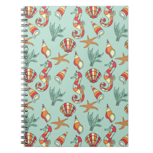 Carnet Motif Seahorse et Seashell Turquoise
