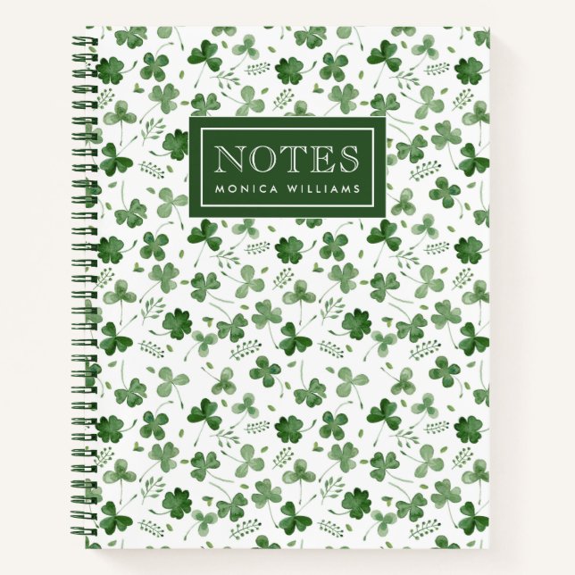 Carnet Motif Shamrock Aquarelle douce (Devant)