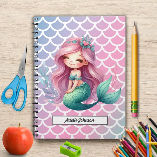Carnet Motif sirène nom personnalisé  (Créateur téléchargé)