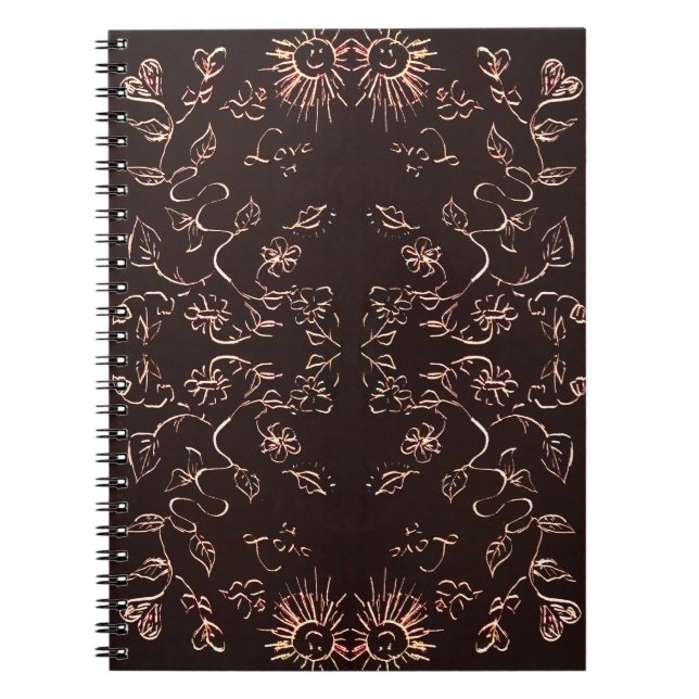 Carnet Motif Soleil Et Fleurs (Devant)