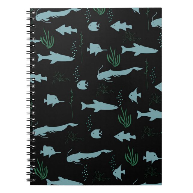 Carnet motif sous-marin Abstrait avec poissons et algues (Devant)