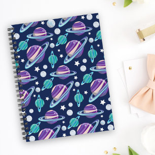 Carnet Motif spatial, Planètes, Étoiles, Galaxie, Cosmos