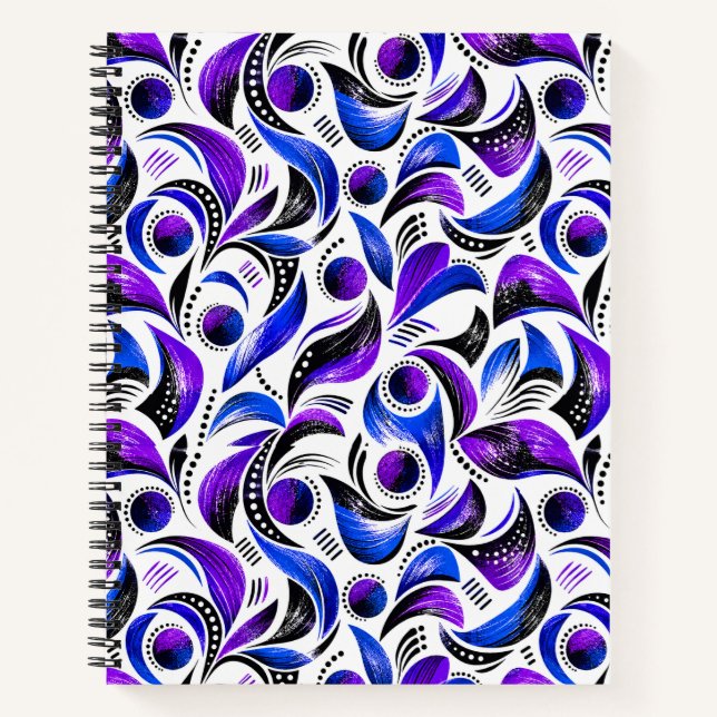 Carnet Motif spirale abstrait violet royal  (Devant)
