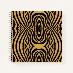 Carnet motif STRIPE POSTER DE ANIMAL RETRO OR & NOIR des
