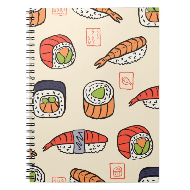 Carnet motif sushi sans soudure (Devant)
