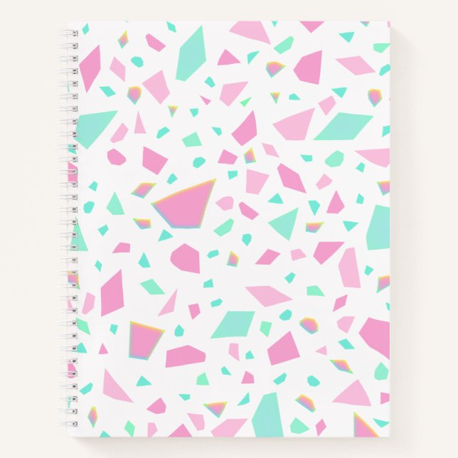 Carnet Motif Terrazzo Féminin Rose et Vert (Devant)