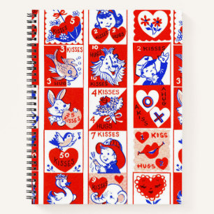 Carnet Motif timbre de la Saint-Valentin vintage des anné