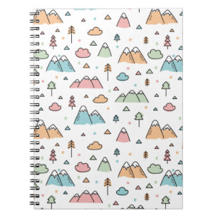 Carnet Motif tiré par la main mignon de scène de montagne