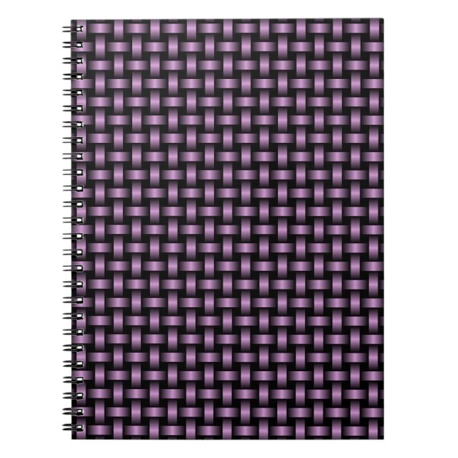 Carnet Motif Tissé Noir Violet (Devant)