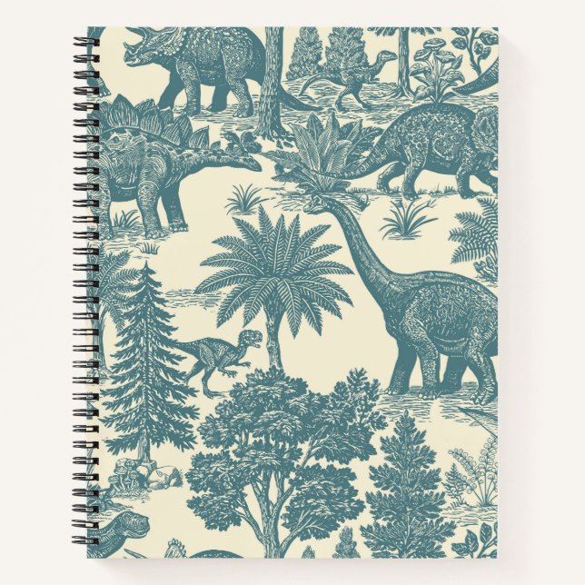 Carnet Motif Toile Dinosaure Vintage  (Devant)