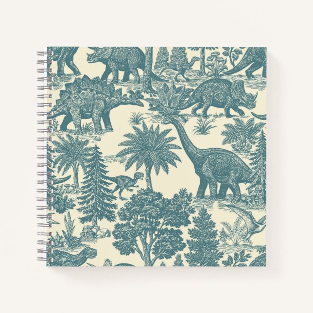 Carnet Motif Toile Dinosaure Vintage  (Devant)