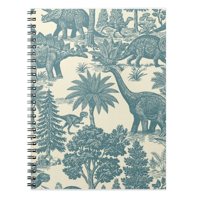 Carnet Motif Toile Dinosaure Vintage  (Devant)