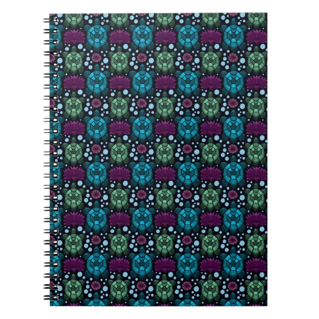 Carnet Motif Tortue de Mer & Fleur de Lotus  (Devant)