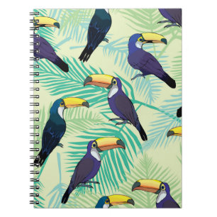 Carnet motif toucan, vintage, illustration