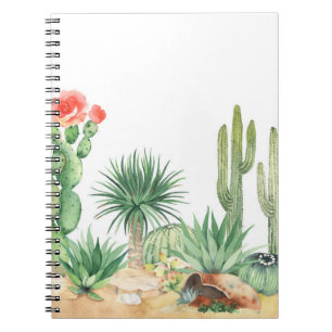 Carnet Motif transparent horizontal avec cactus en fleurs