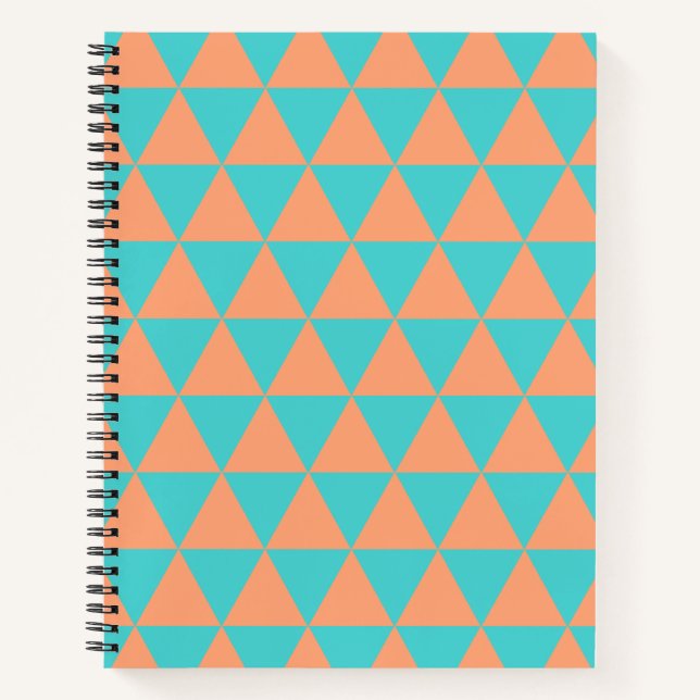 Carnet Motif triangle orange et bleu clair (Devant)