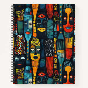 Carnet Motif tribal africain avec idoles.