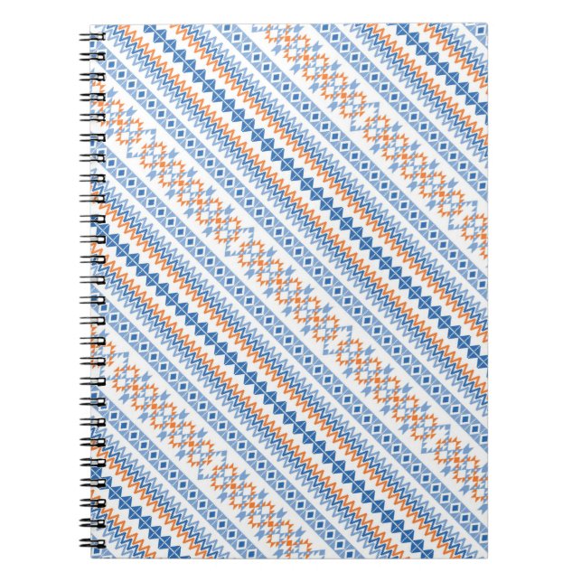 Carnet Motif tribal Aztec bleu orange mignon (Devant)