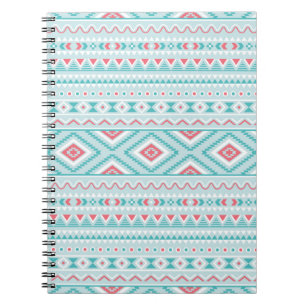 Carnet Motif tribal Aztec Turquoise et rose