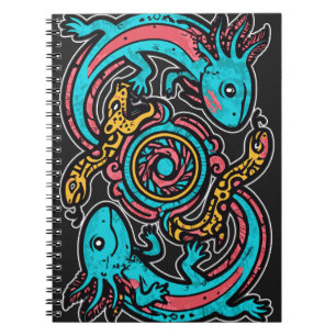 Carnet Motif tribal aztèque axolotl Xolotl mythologie boh