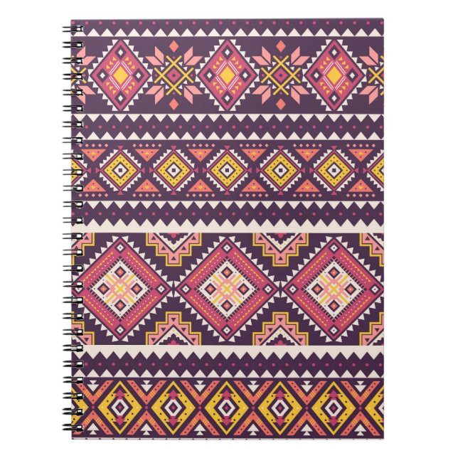 Carnet Motif tribal rayé, géométrique sans couture. (Devant)
