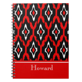 Carnet Motif tribal rouge blanc noir moderne 1 d'Ikat