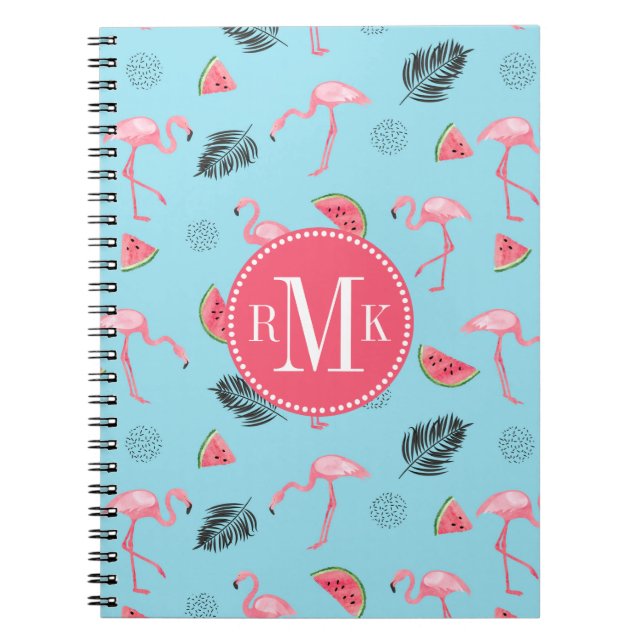 Carnet Motif tropical à la mode de Flamant rose et de (Devant)