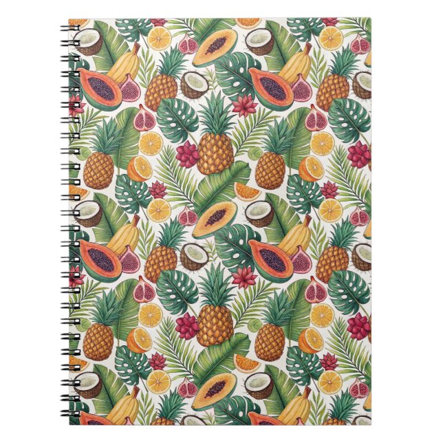 Carnet Motif Tropical à l'Ananas - Dessin de Fruits d'Été (Devant)