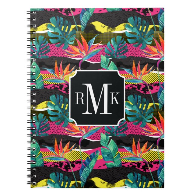 Carnet Motif tropical abstrait de texture de néon (Devant)