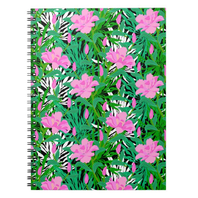Carnet Motif tropical avec des fleurs de jungle (Devant)