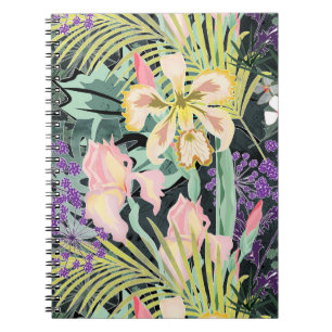 Carnet Motif tropical avec orchidées.