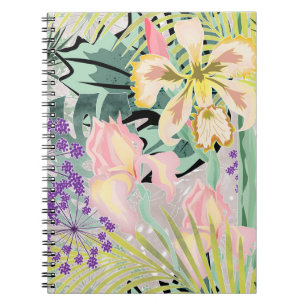 Carnet Motif tropical avec orchidées.
