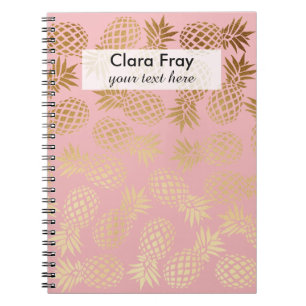 Carnet motif tropical d'ananas d'or élégant de faux