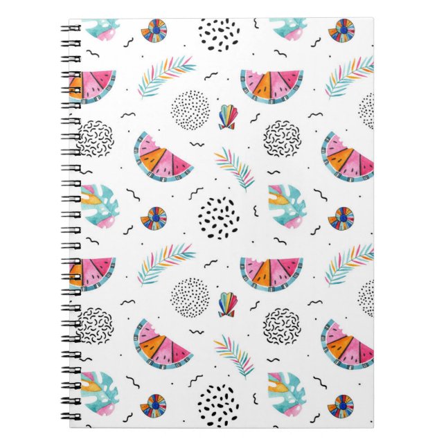 Carnet Motif tropical d'été de style de Memphis (Devant)