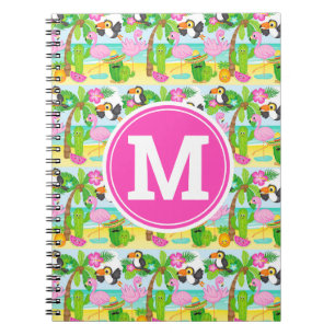 Carnet Motif tropical d'été de toucan et de flamant rose