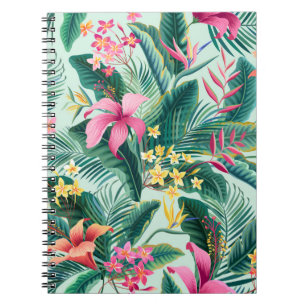 Carnet motif tropical fleuri sans coutures avec hibiscus