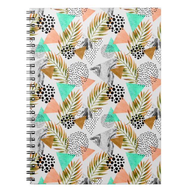 Carnet Motif tropical géométrique abstrait de feuille (Devant)