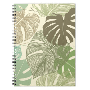 Carnet Motif Tropical Monstera Retro à main