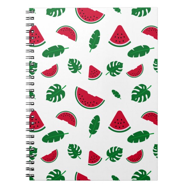 Carnet motif tropical, motif pastèque, mer tropicale (Devant)