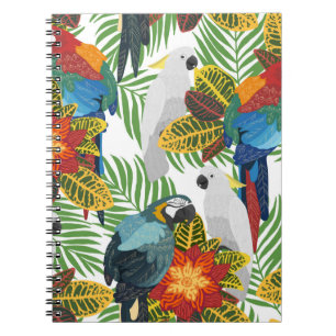 Carnet Motif tropical sans couture avec perroquets. 
