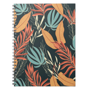 Carnet Motif tropical transparent avec jaune vif