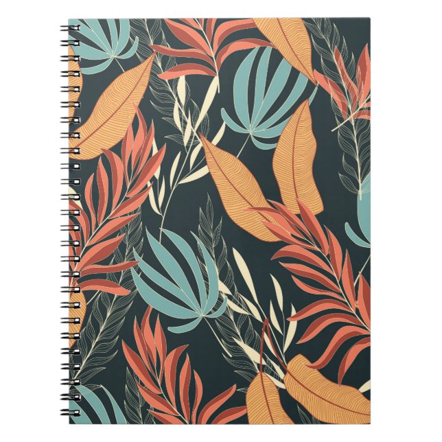 Carnet Motif tropical transparent avec jaune vif (Devant)
