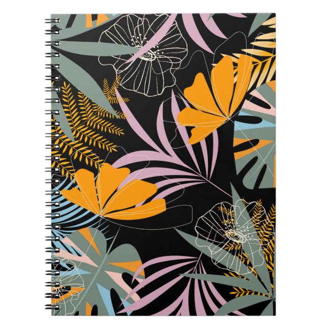 Carnet Motif tropical transparent tendance avec feuilles  (Devant)